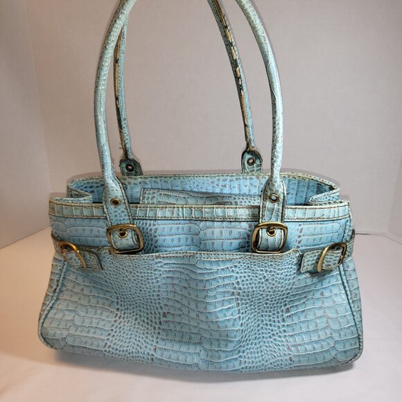 Tommy Hilfiger Vintage Y2K Croc Embossed Shoulder Purse Powder Blue - Picture 1 of 13